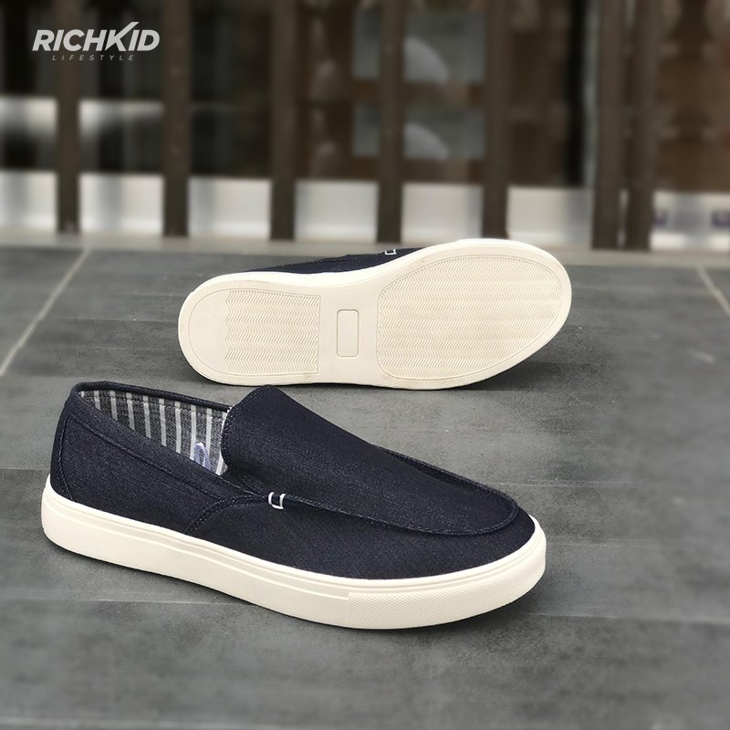 Sporty Fabric Loafers Navy - Image 3