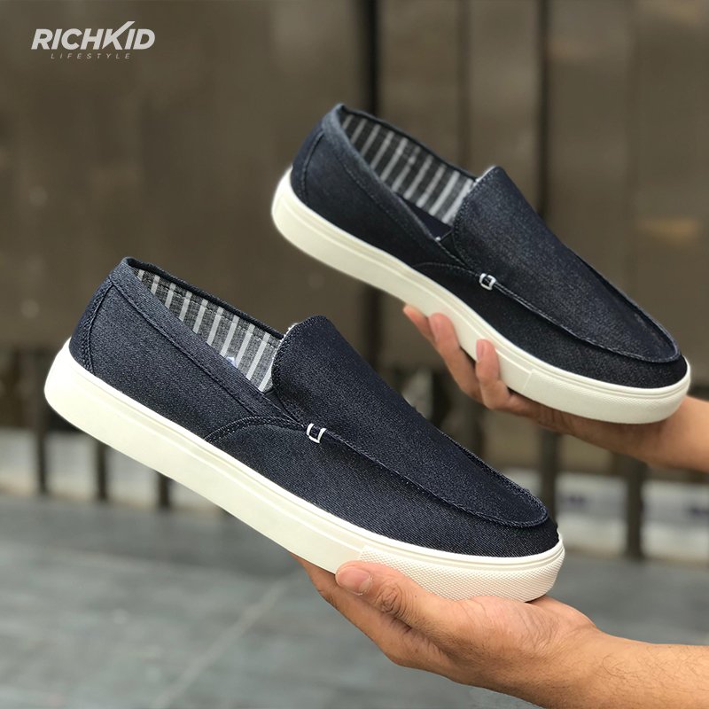 Sporty Fabric Loafers Navy - Image 4