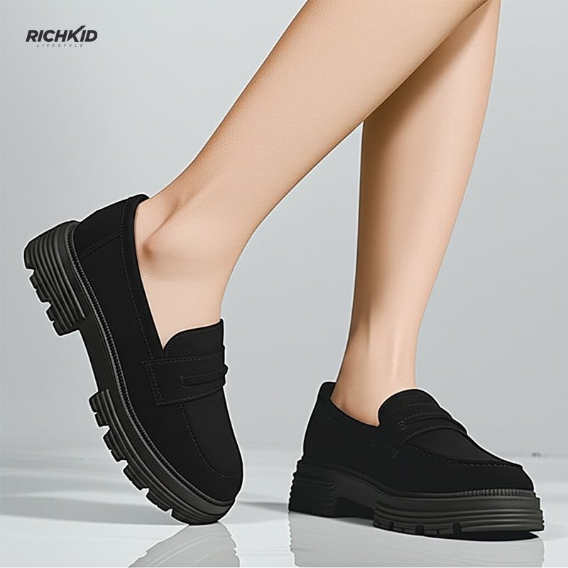 JENNY suede saddle loafer black - Image 6