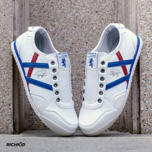 Lace-Free Casual Sneakers Blue Red