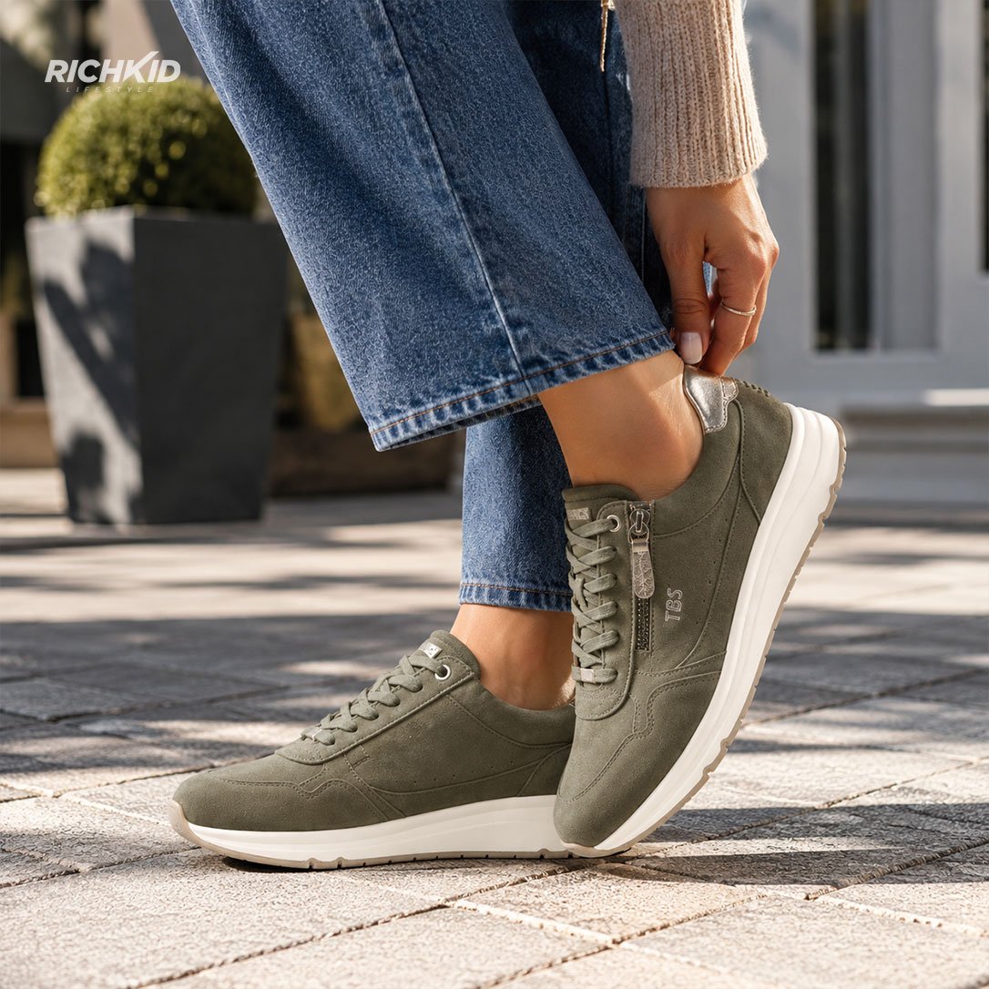 TBS Casual Shoes Olive Gold - Image 7