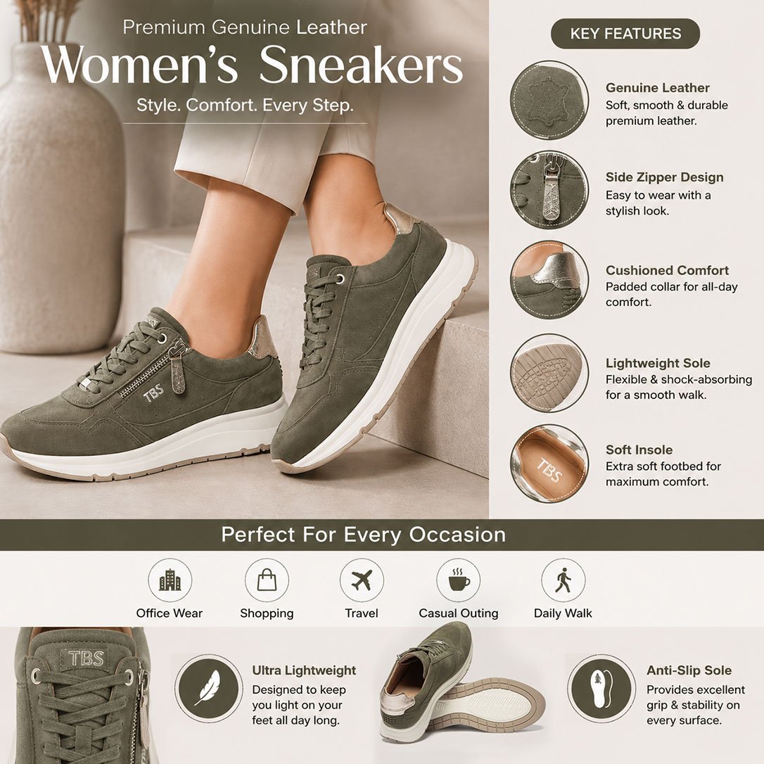 TBS Casual Shoes Olive Gold - Image 2