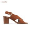 Brown Leather Block Heel Sandals