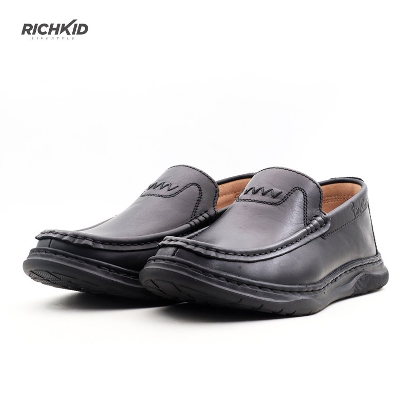 Casual Leather Loafer Full Black - Image 4