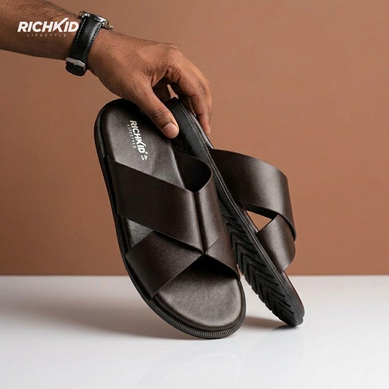 Cross Sandals Brown - Image 2