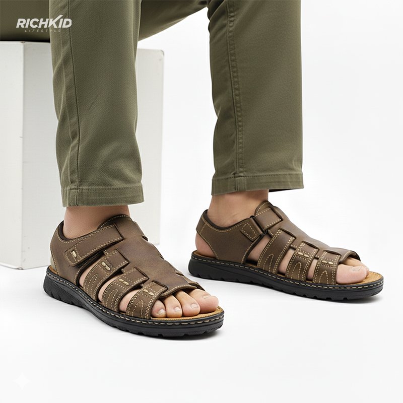 Leather soft cycle sandals