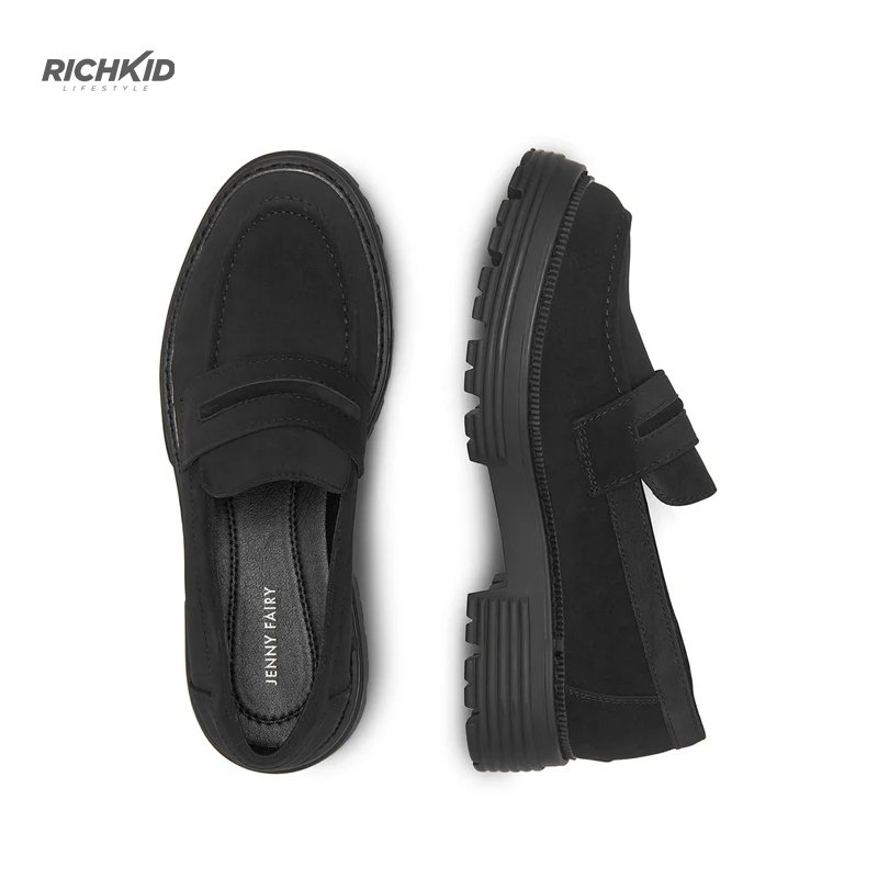 JENNY suede saddle loafer black - Image 4