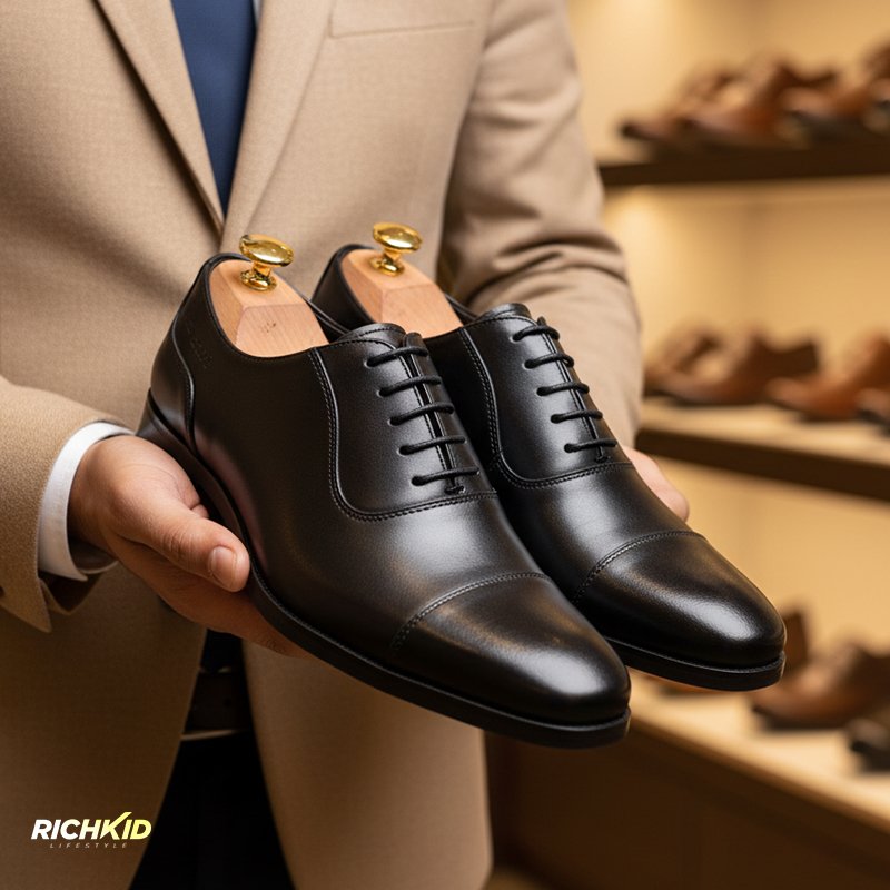 Cap-Toe Oxford Shoe Black - Image 8