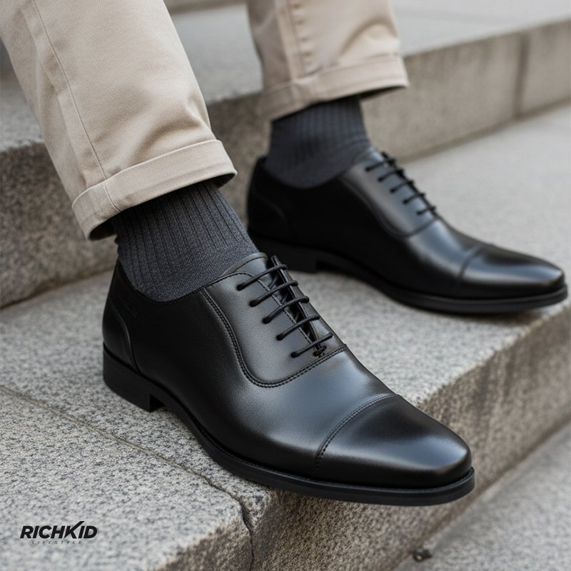 Cap-Toe Oxford Shoe Black - Image 2