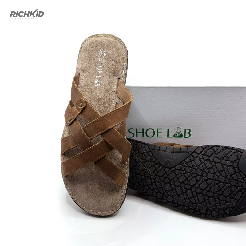 Leather Criss-Cross Sandal Brown - Image 4