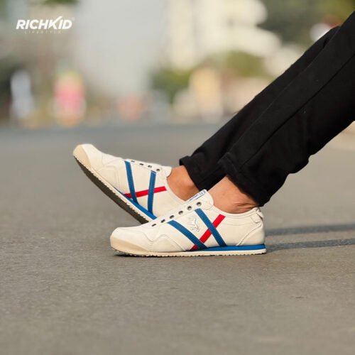 Lace-Free Casual Sneakers Blue Red