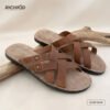 Leather Criss-Cross Sandal Brown