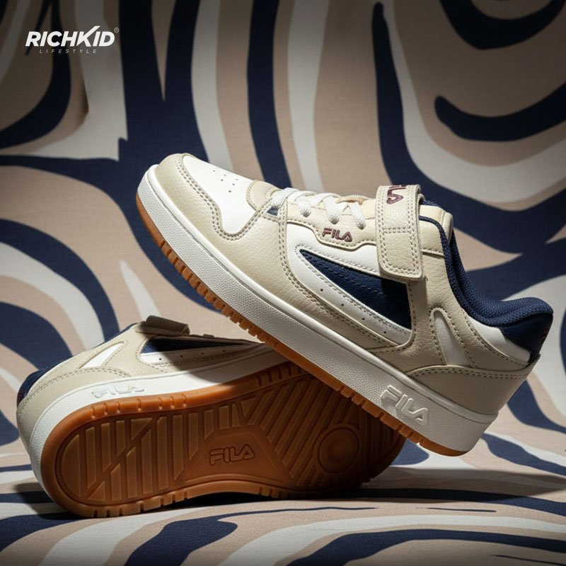 Fila Kids Shoes Beige Navy - Image 2