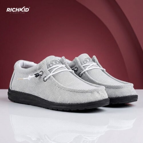 Black White Stone Hey Dude canvas shoes