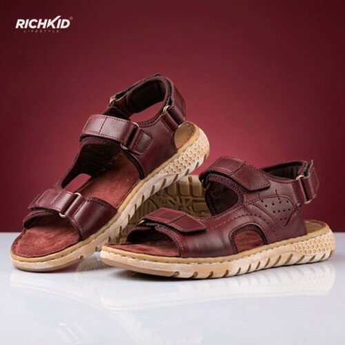 New belt sandals wine red