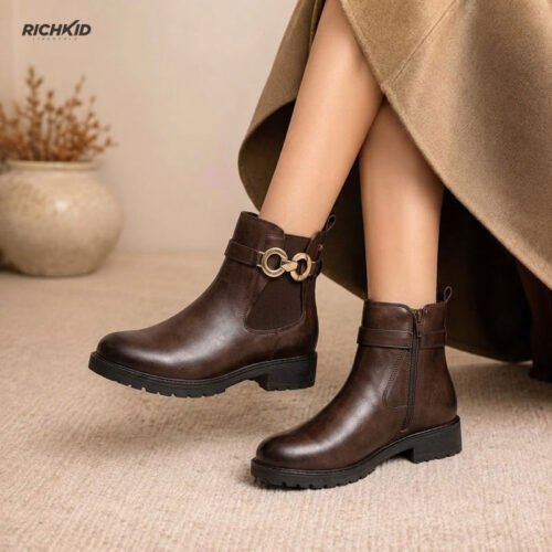 Women Zipper Boot Chocolate