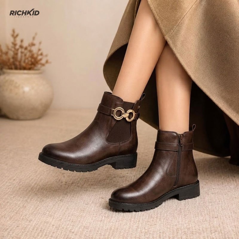 Women Zipper Boot Chocolate