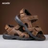 Leather Belt Sandal Brown