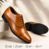 Royal Tan Brown Cap-Toe Oxford Shoes - Image 3