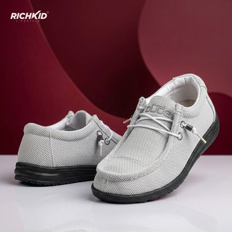 Black White Stone Hey Dude canvas shoes - Image 2