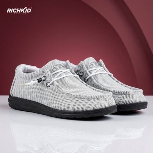 Black White Stone Hey Dude canvas shoes