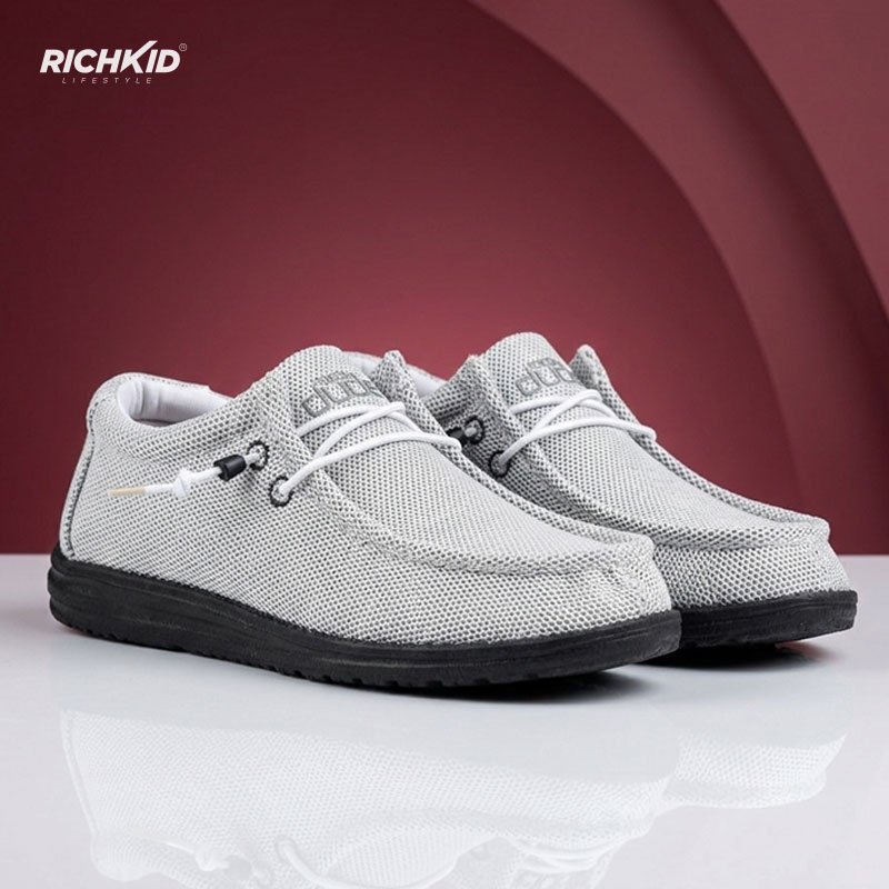 Black White Stone Hey Dude canvas shoes