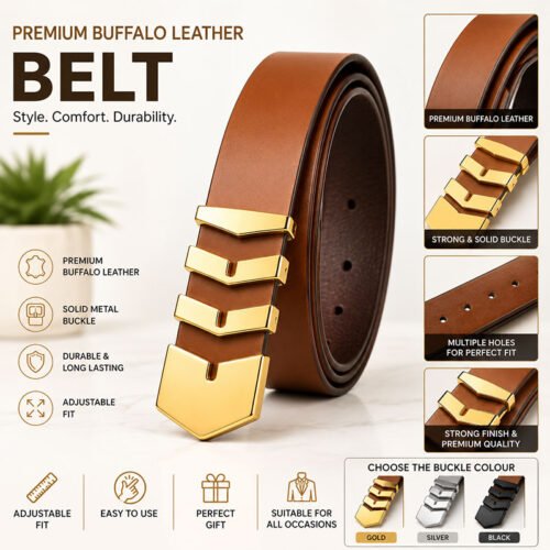 Aguyan Premium Buffalo Leather Belt-Brown