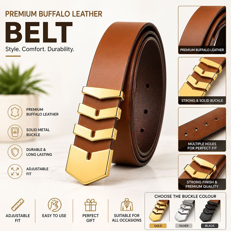 Aguyan Premium Buffalo Leather Belt-Brown
