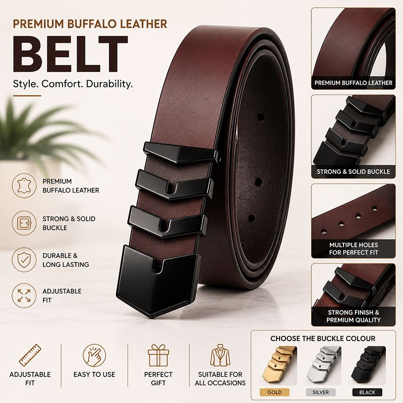 Aguyan Premium Buffalo Leather Belt-Chocolate