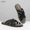 Leather Criss-Cross Sandal Black - Image 4