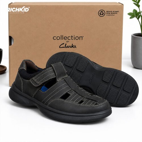 Clarks Genuine Leather Cycle Shoes Plain Black