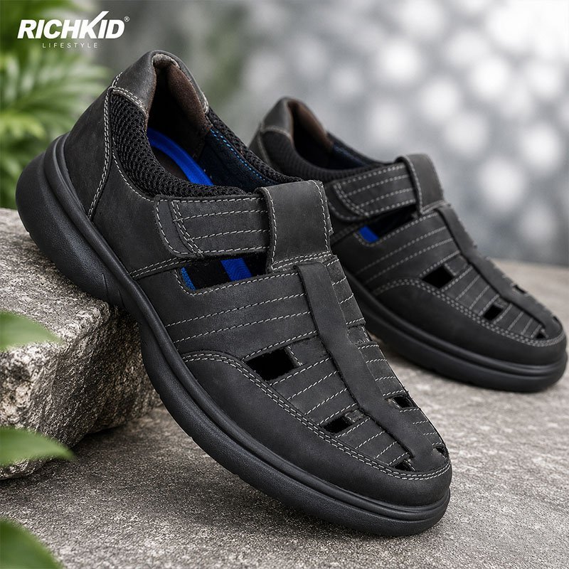 Clarks Genuine Leather Cycle Shoes Plain Black - Image 9