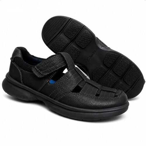 Clarks Genuine Leather Cycle Shoes Textured Black