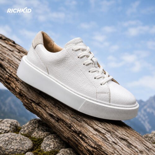 Clarks Classic Leather Sneakers White with Suede Texture