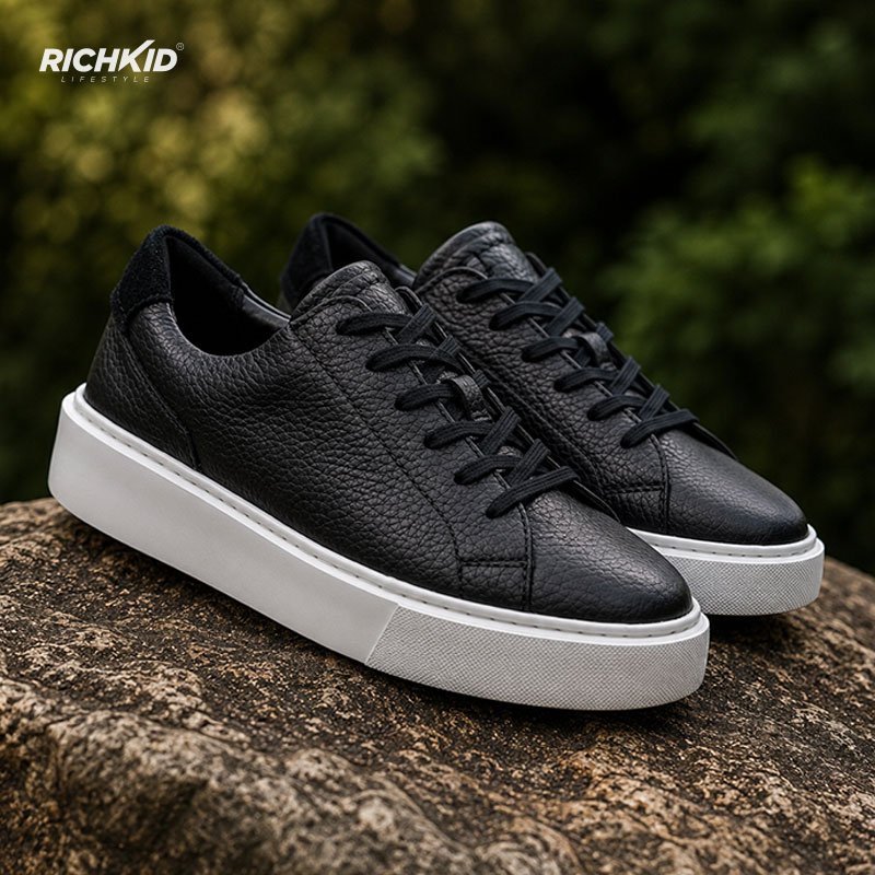 Clark Classic Leather Sneakers Black - Image 2