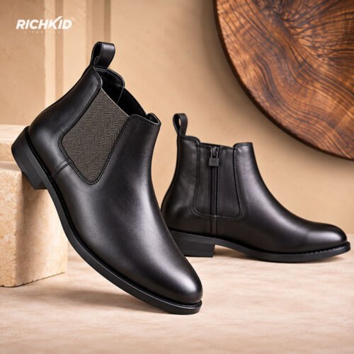 Leather Zipper boot Black