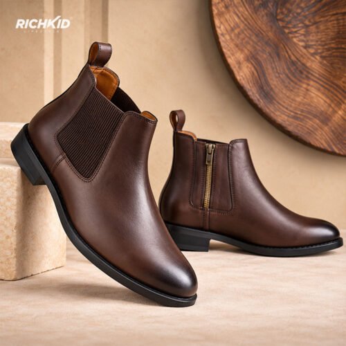 Leather Zipper boot Chocolate