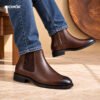 Leather Zipper boot Chocolate - Image 2