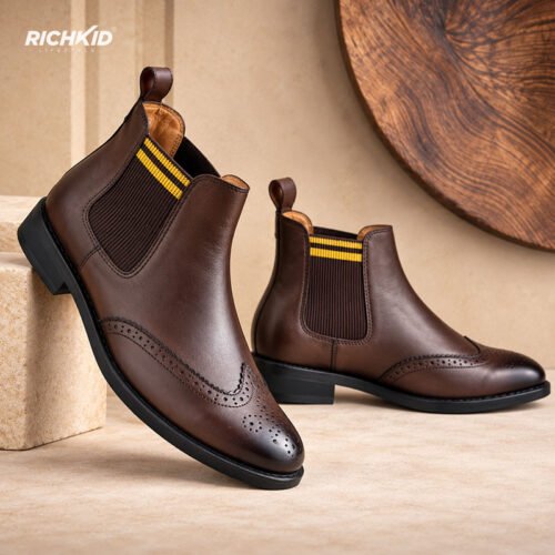 Premium Leather Brogue Chelsea Boot