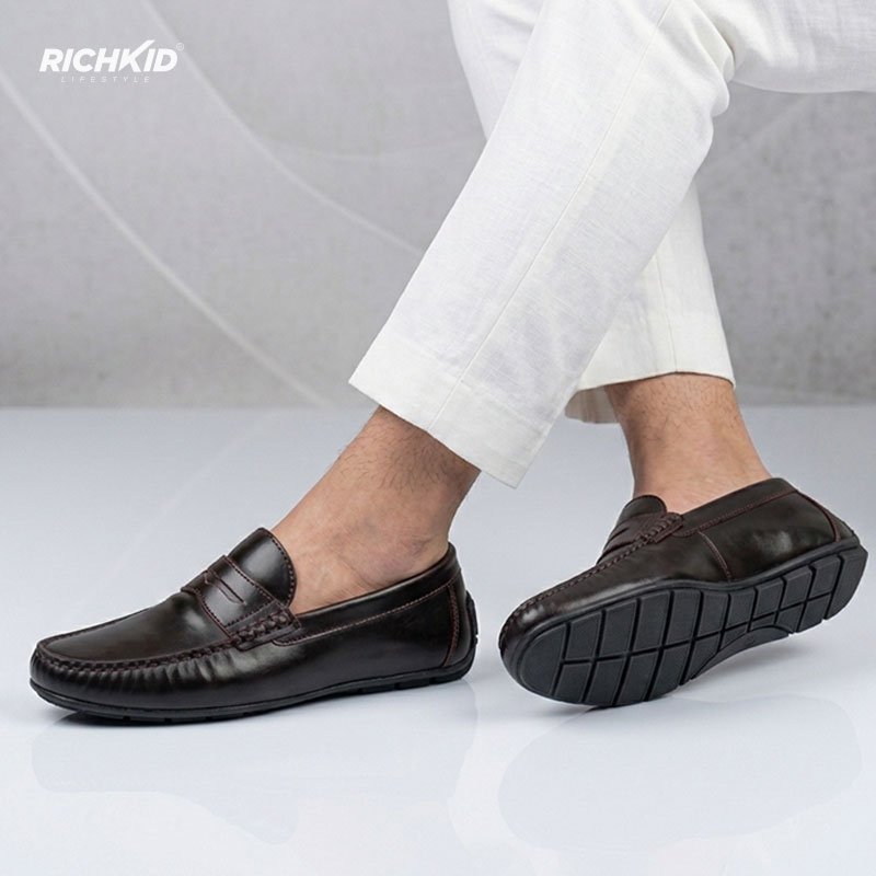 Premium Pattern Leather Penny Loafer Chocolate - Image 4
