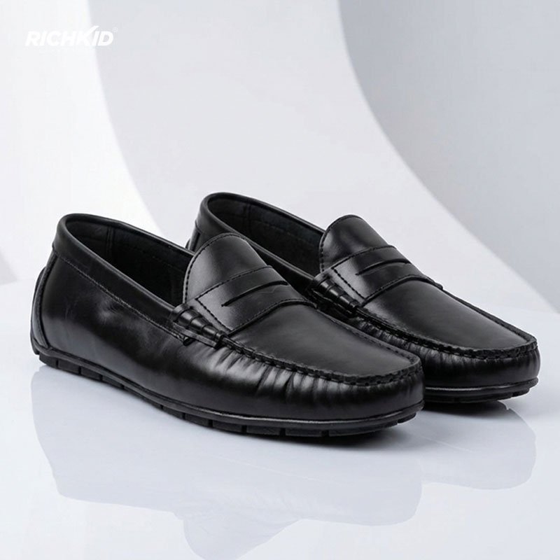 Premium Pattern Leather Penny Loafer Black - Image 2