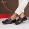 Premium Pattern Leather Tassel Loafer Chocolate - Image 4