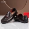 Premium Pattern Leather Tassel Loafer Chocolate - Image 2