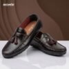 Premium Pattern Leather Tassel Loafer Chocolate