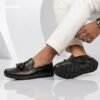 Premium Pattern Leather Tassel Loafer Black - Image 4