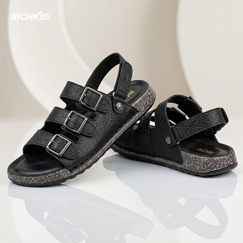 RichKid Elite Comfort Leather Sandal Black