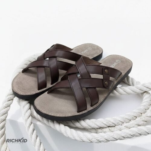 Leather Criss-Cross Sandal Chocolate